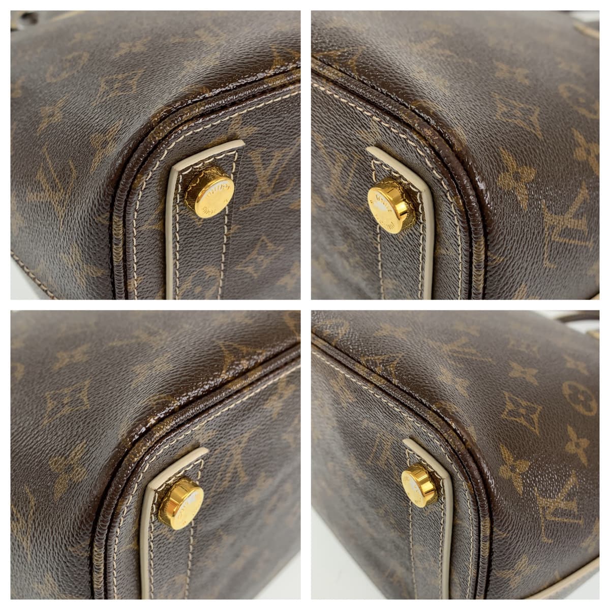 LOUIS VUITTON ルイヴィトン シャイニーモノグラム ロックイットPM ブラウン 茶 ゴールド金具 PVC M40597 ハンドバッグ トートバッグ  レディース