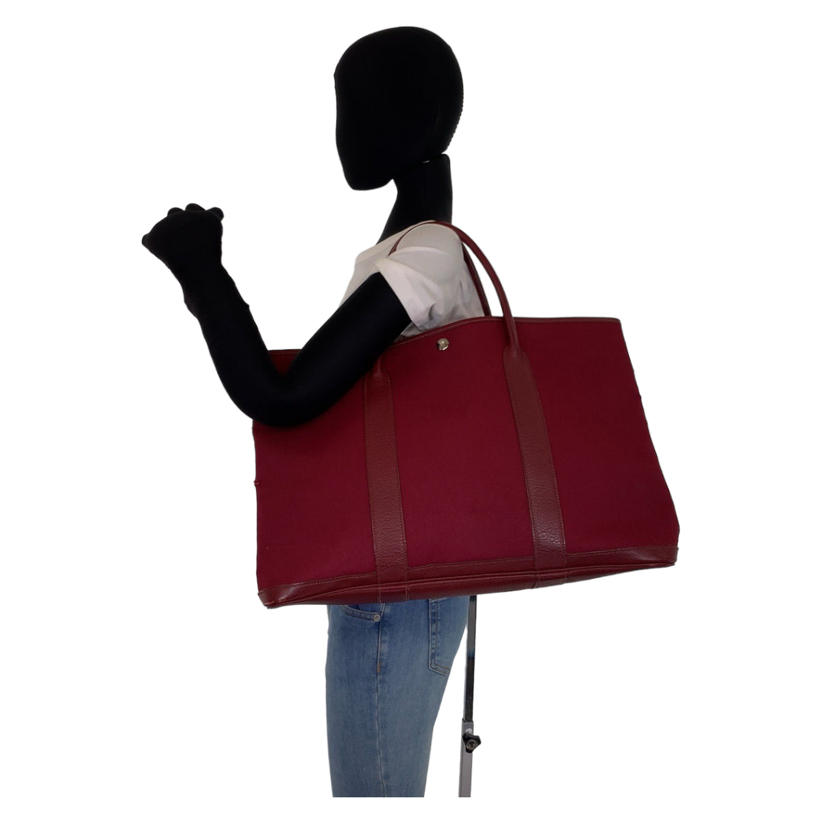 HERMES エルメス ガーデンパーティーGM ルージュインペリアル 赤 トワルアッシュ トートバッグ 肩掛け □J刻印  レディース