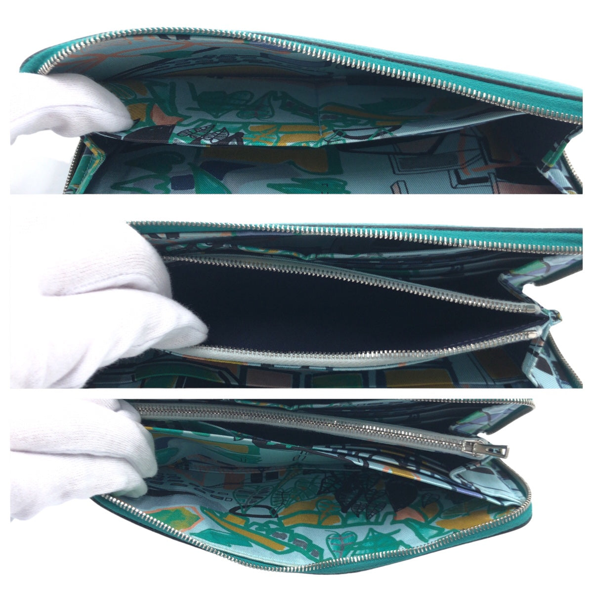 HERMES エルメス アザップ ロング シルクイン ブルーパオン シルバー金具 トリヨンクレマンス 長財布 ラウンドファスナー X刻印  レディース