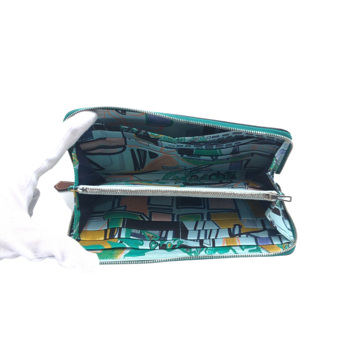 HERMES エルメス アザップ ロング シルクイン ブルーパオン シルバー金具 トリヨンクレマンス 長財布 ラウンドファスナー X刻印  レディース