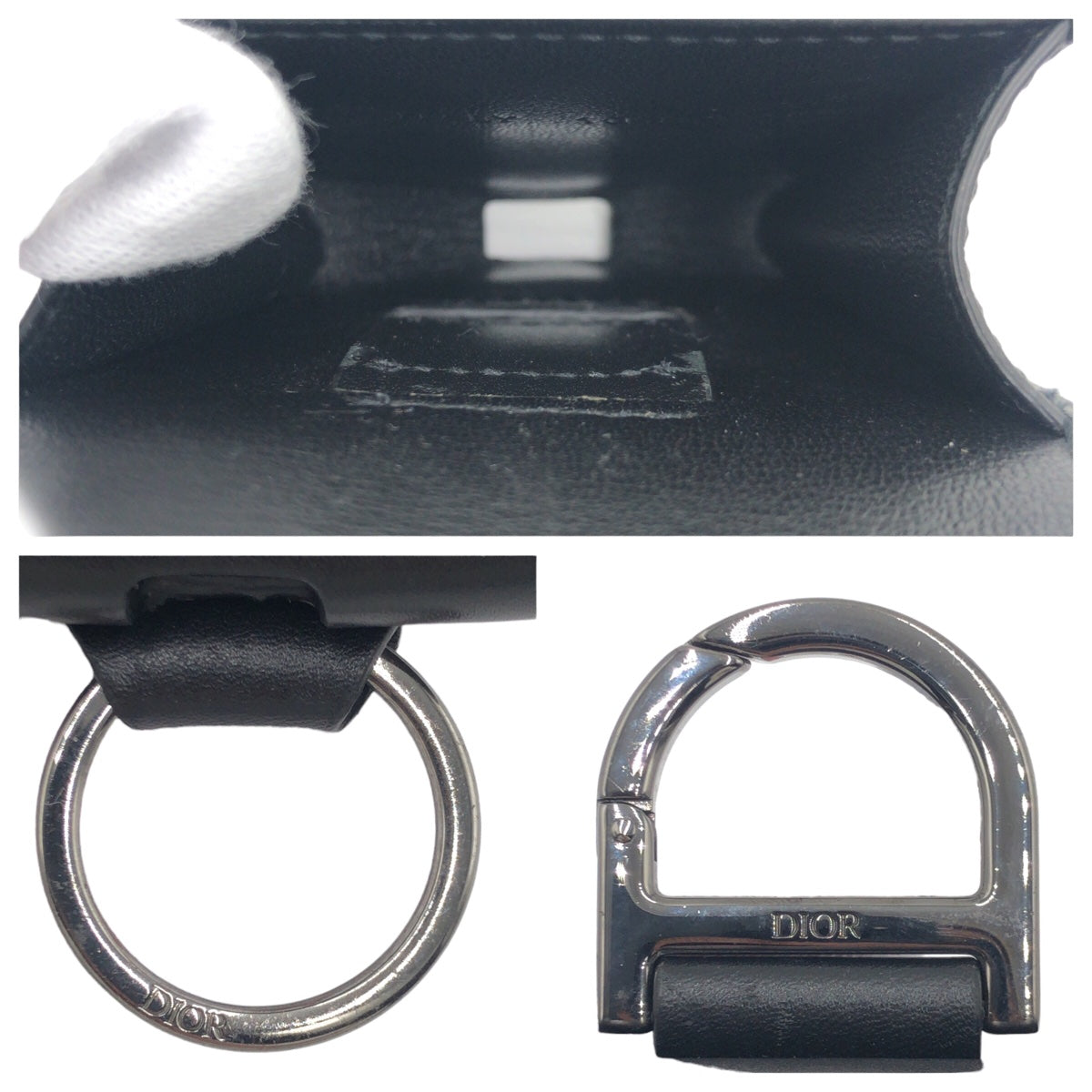 Dior ディオール ブラック 黒 シルバー金具 レザー AirPods用ケース  メンズ