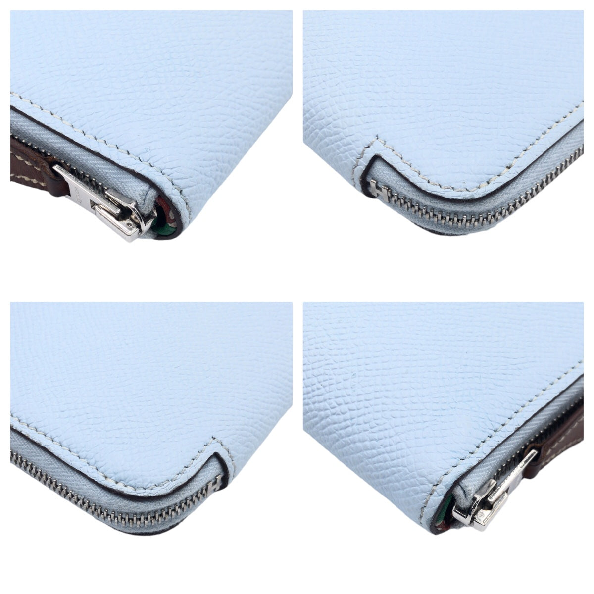 HERMES エルメス アザップ ロング シルクイン ブルーブリュム シルバー金具 ヴォーエプソン 長財布 ラウンドファスナー Y刻印  レディース