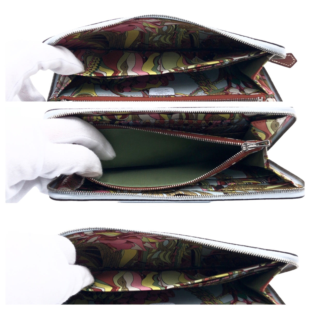 HERMES エルメス アザップ ロング シルクイン ブルーブリュム シルバー金具 ヴォーエプソン 長財布 ラウンドファスナー Y刻印  レディース
