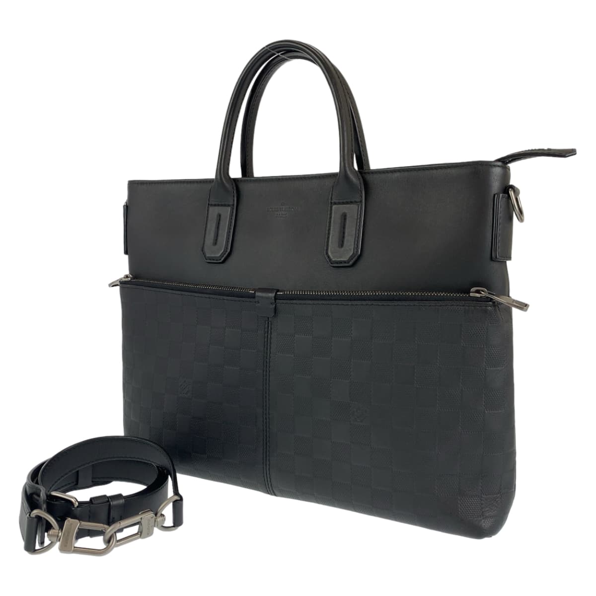 LOUIS VUITTON ルイヴィトン ダミエ アンフィニ 7DW オニキス ブラック 黒 シルバー金具 / トリヨン N41565 ビジネスバッグ ブリーフケース  メンズ