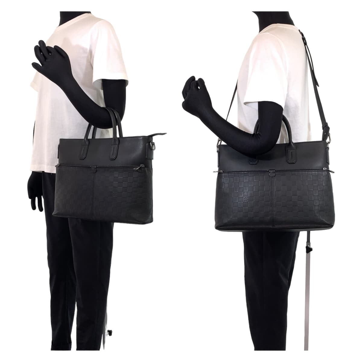 LOUIS VUITTON ルイヴィトン ダミエ アンフィニ 7DW オニキス ブラック 黒 シルバー金具 / トリヨン N41565 ビジネスバッグ ブリーフケース  メンズ