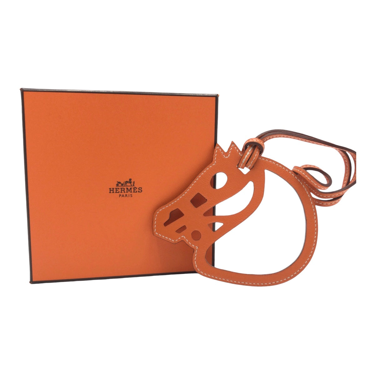 HERMES エルメス パドックシュヴァル バックチャーム 男女兼用 オレンジ スイフトオレンジ ヴォースイフト キーホルダー バックチャーム  レディース