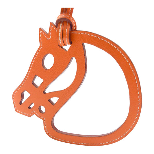 HERMES エルメス パドックシュヴァル バックチャーム 男女兼用 オレンジ スイフトオレンジ ヴォースイフト キーホルダー バックチャーム  レディース