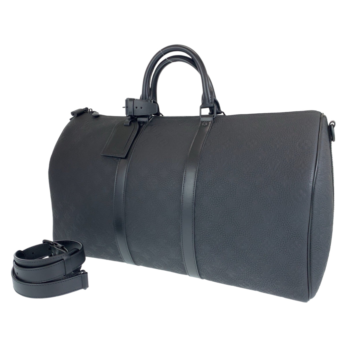 LOUIS VUITTON Louis Vuitton Monogram Keepall Bandouliere 50 Matte Black Taurillon Leather M59025 Boston Bag Travel Bag Men's