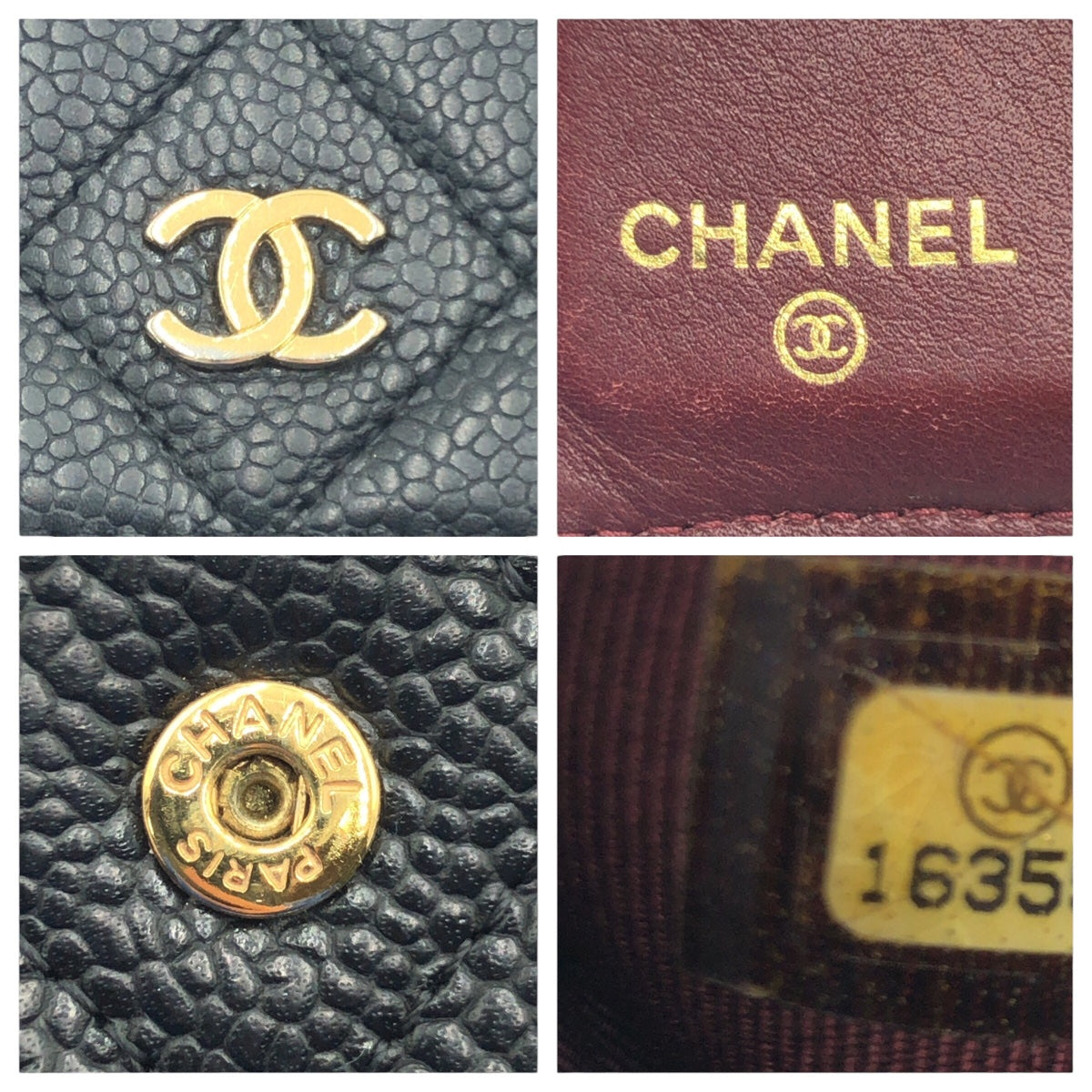 CHANEL シャネル マトラッセ  ココマーク ブラック 黒 ゴールド金具 キャビアスキン A48980 二つ折り財布 札入れ  レディース