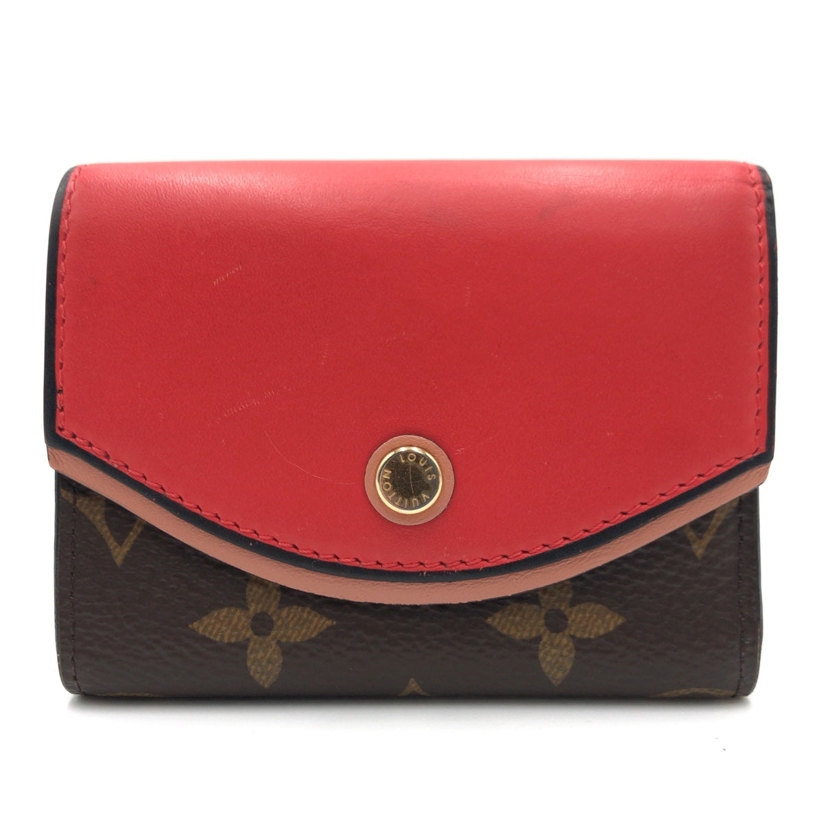 LOUIS VUITTON ルイヴィトン モノグラム  ポルトフォイユ チュイルリー コンパクト レッド 赤 ブラウン 茶 ゴールド金具 PVC M63904 二つ折り財布 札入れ  レディース