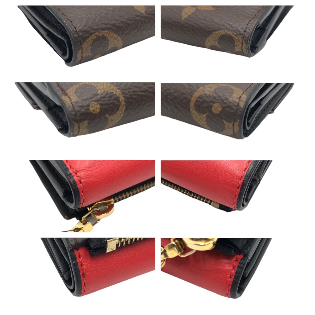 LOUIS VUITTON ルイヴィトン モノグラム  ポルトフォイユ チュイルリー コンパクト レッド 赤 ブラウン 茶 ゴールド金具 PVC M63904 二つ折り財布 札入れ  レディース