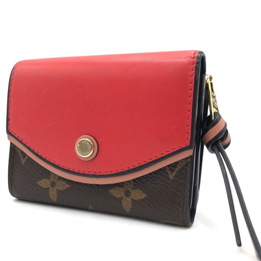 LOUIS VUITTON ルイヴィトン モノグラム  ポルトフォイユ チュイルリー コンパクト レッド 赤 ブラウン 茶 ゴールド金具 PVC M63904 二つ折り財布 札入れ  レディース