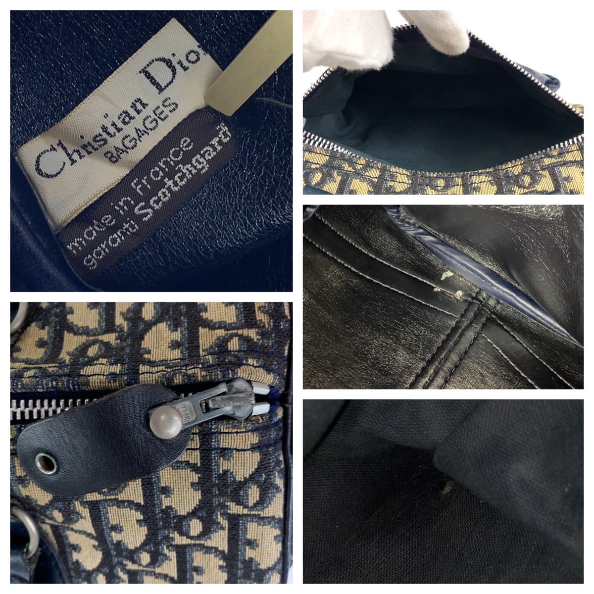Dior ディオール トロッター ネイビー 紺 アイボリー シルバー金具 キャンバス / レザー ミニボストンバッグ ハンドバッグ  レディース