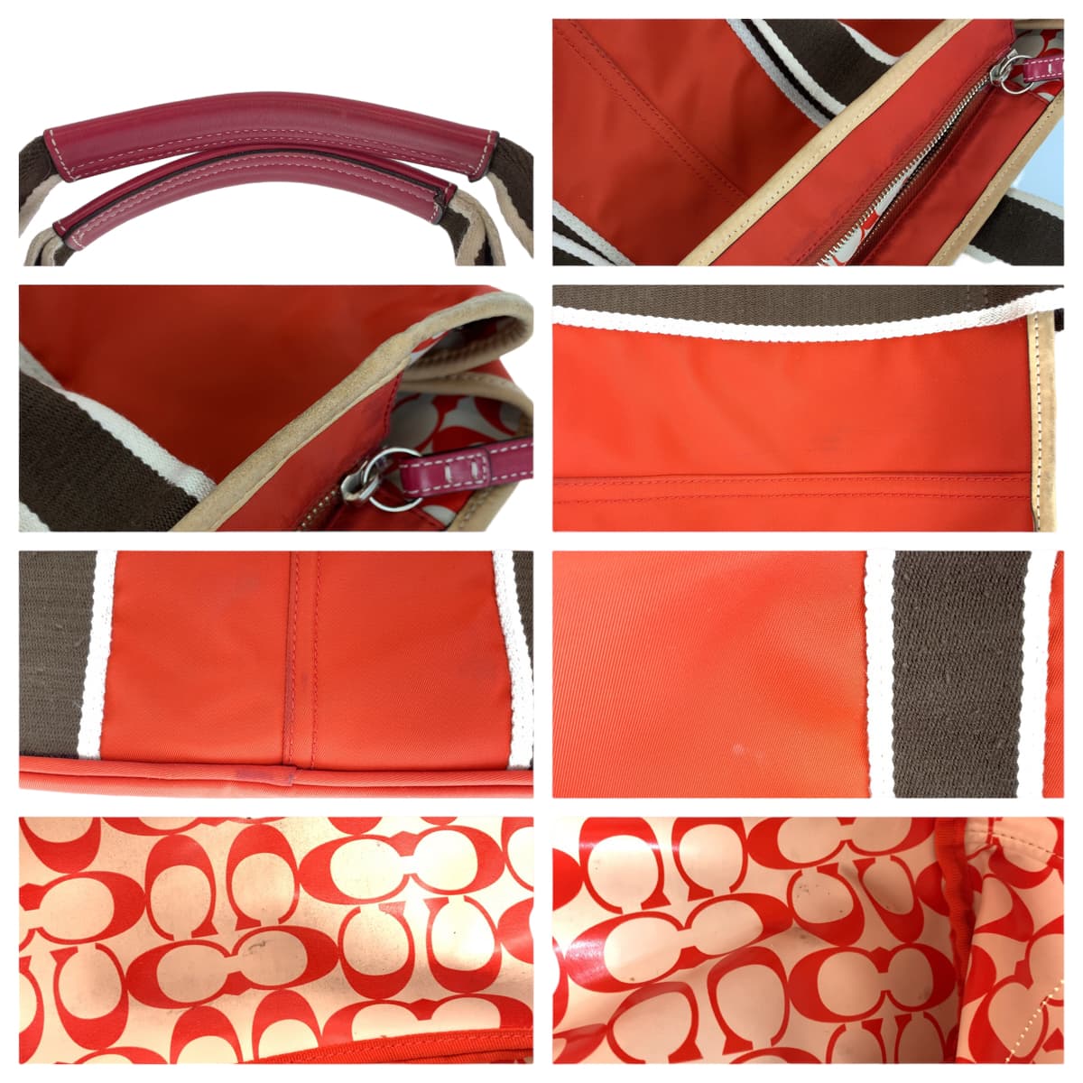COACH コーチ シグネチャー ハンプトンズ ウィークエンド オレンジ ナイロン 6262 ショルダーバッグ トートバッグ  レディース