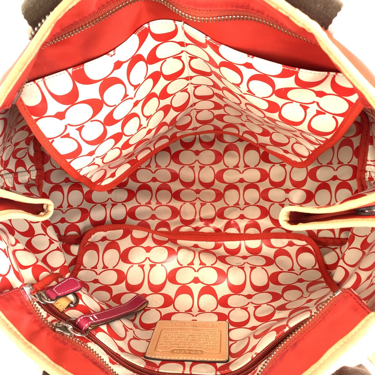 COACH コーチ シグネチャー ハンプトンズ ウィークエンド オレンジ ナイロン 6262 ショルダーバッグ トートバッグ  レディース