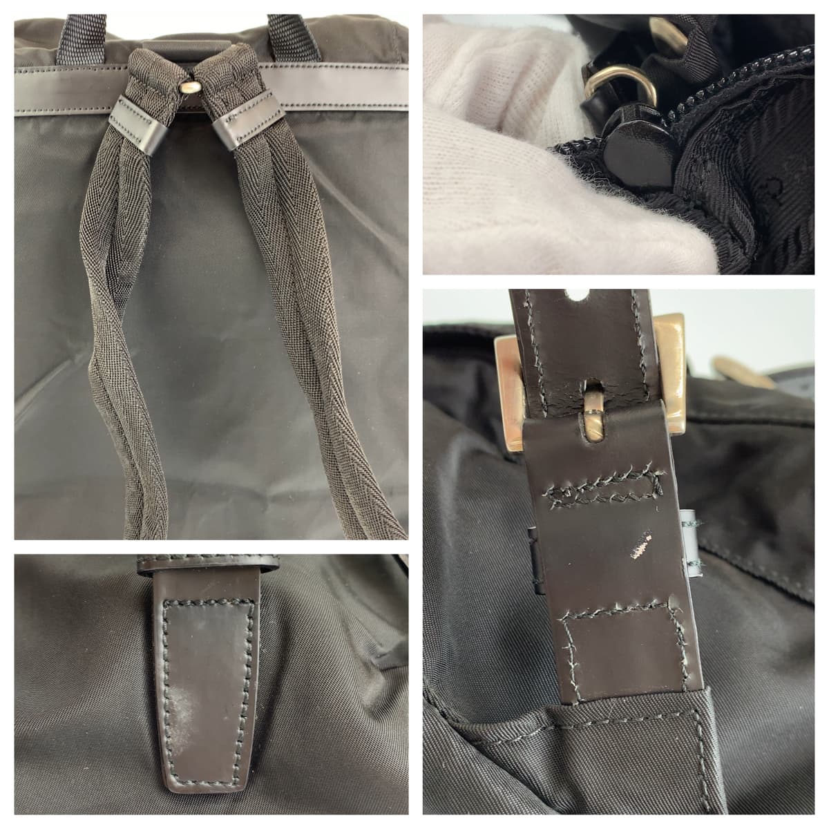 PRADA Prada Tessuto Black Silver Hardware Nylon Backpack Women's