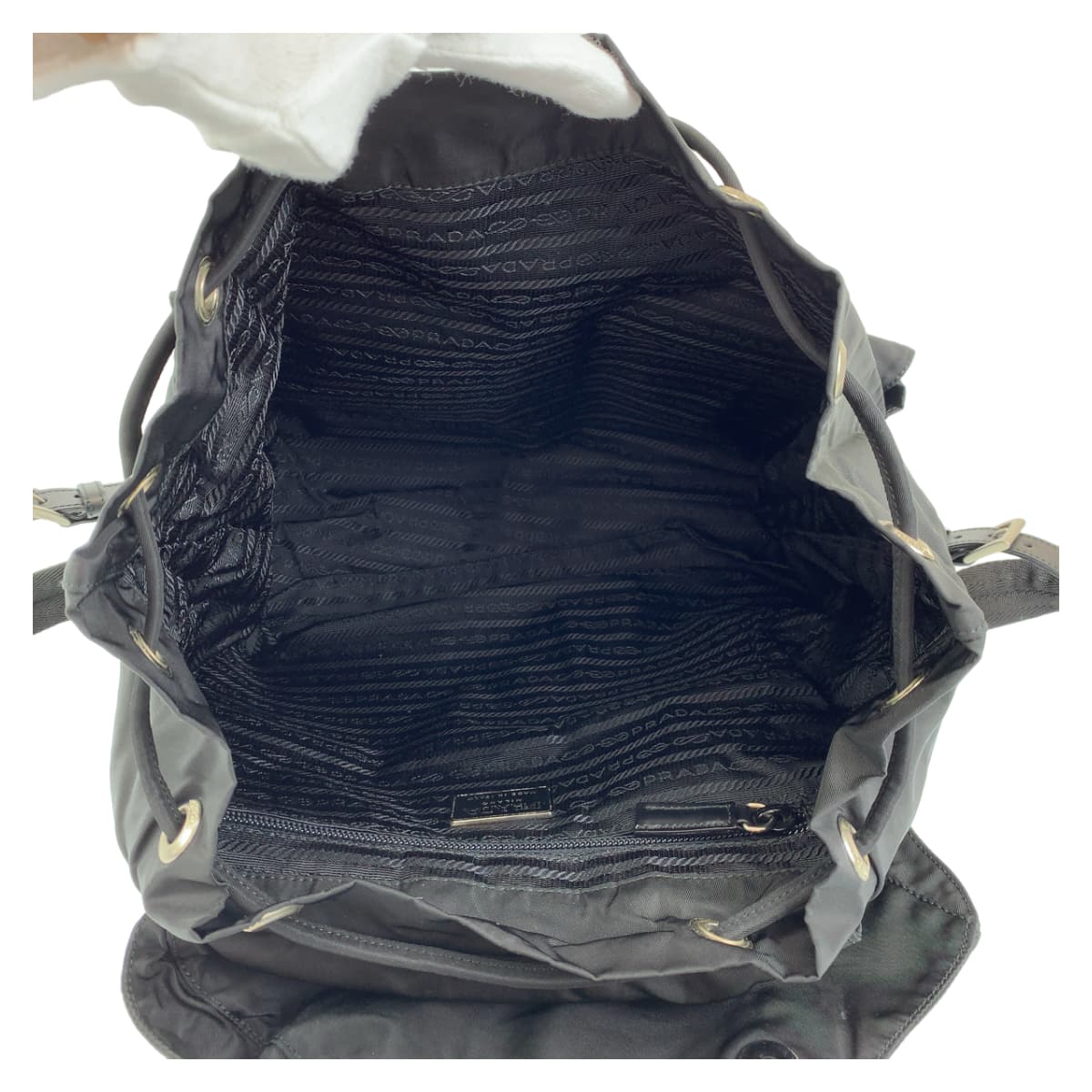 PRADA Prada Tessuto Black Silver Hardware Nylon Backpack Women's