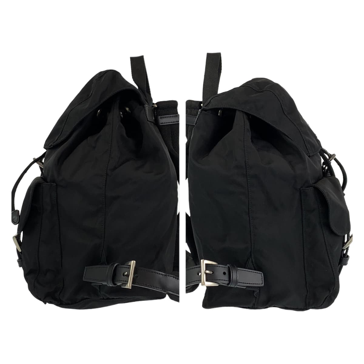 PRADA Prada Tessuto Black Silver Hardware Nylon Backpack Women's