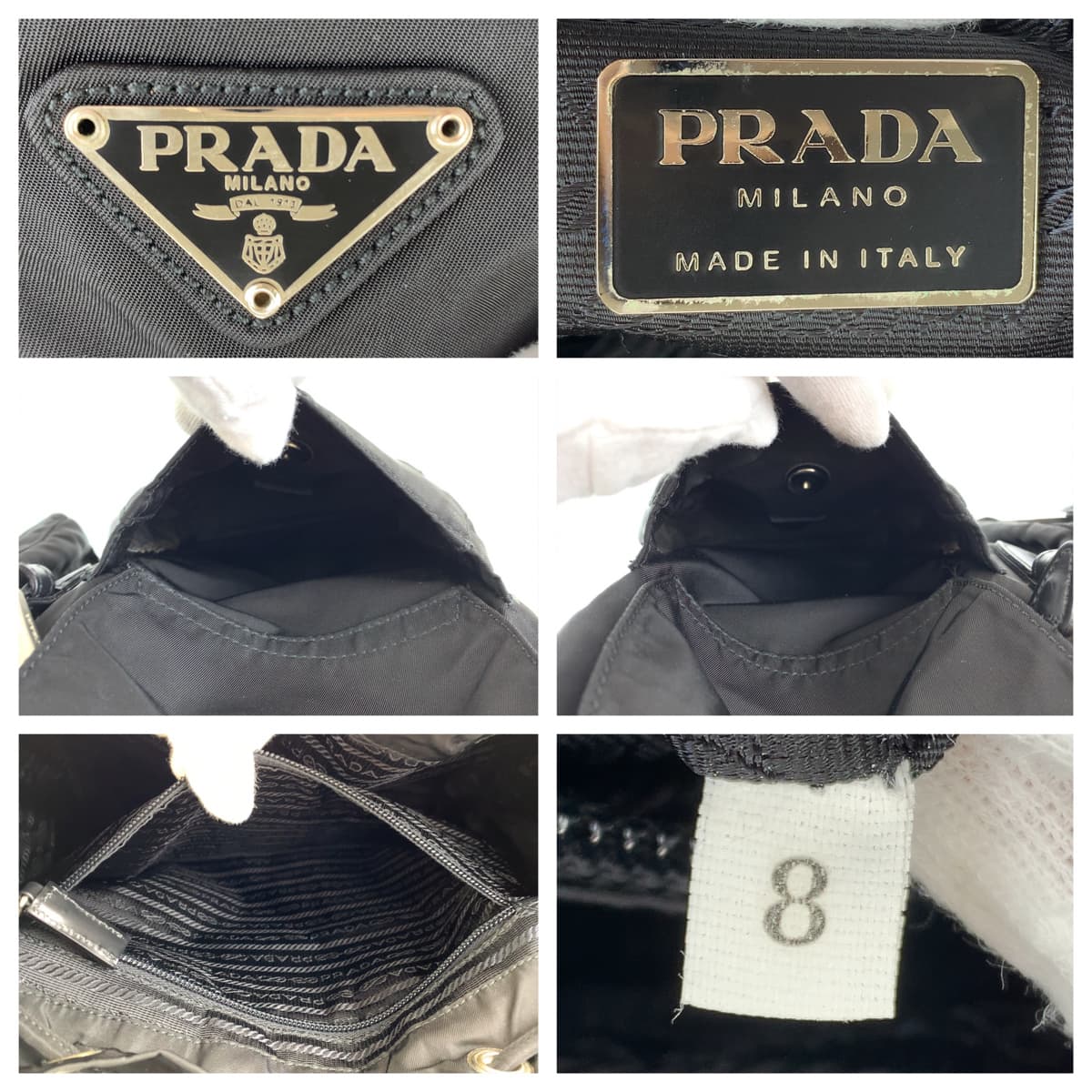 PRADA Prada Tessuto Black Silver Hardware Nylon Backpack Women's