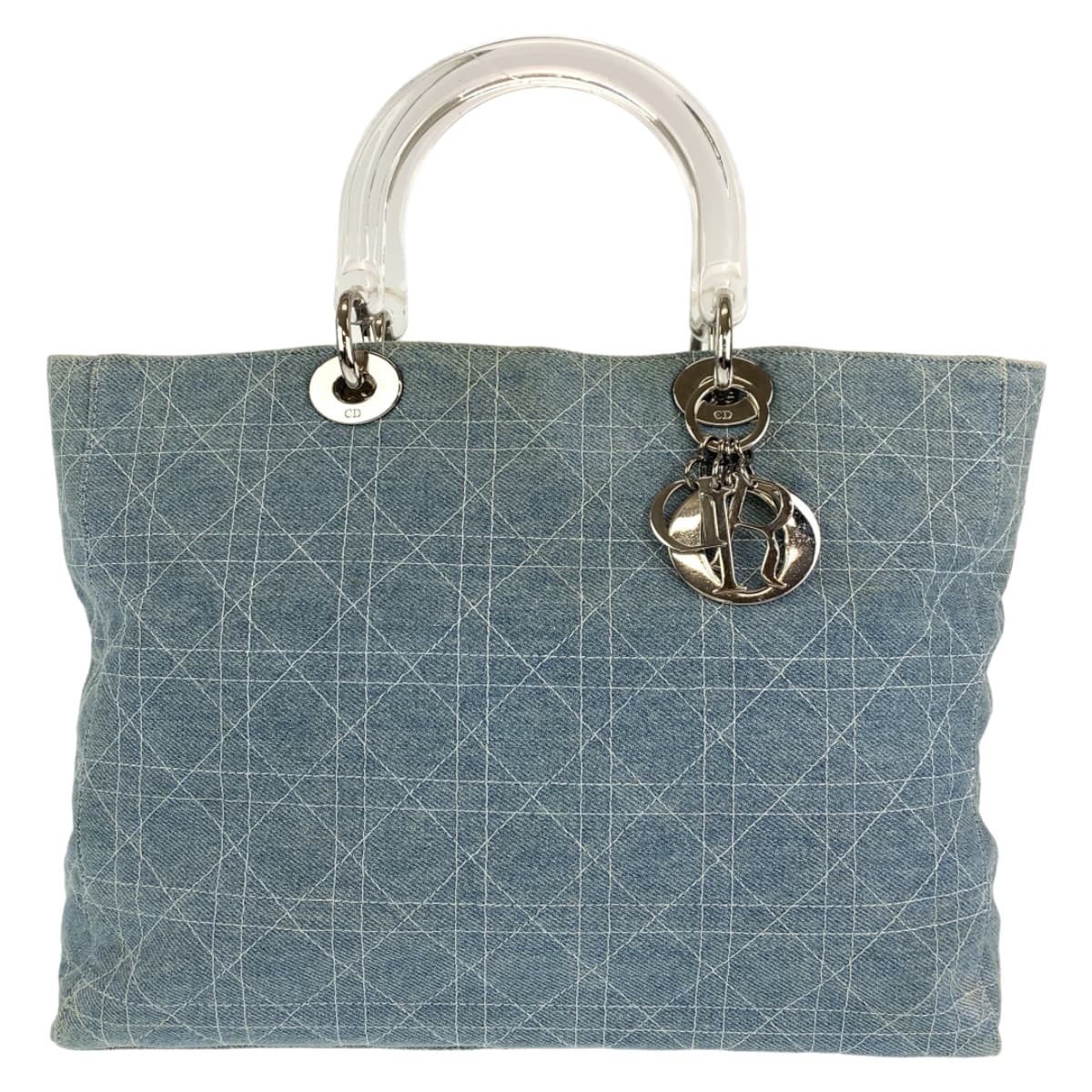 Christian Dior クリスチャンディオール レディディオール カナージュ ブルー 青 インディゴ シルバー金具 デニム ハンドバッグ トートバッグ  レディース