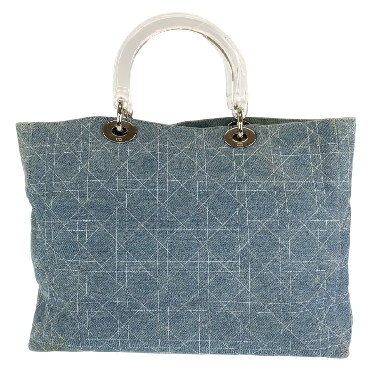 Christian Dior クリスチャンディオール レディディオール カナージュ ブルー 青 インディゴ シルバー金具 デニム ハンドバッグ トートバッグ  レディース