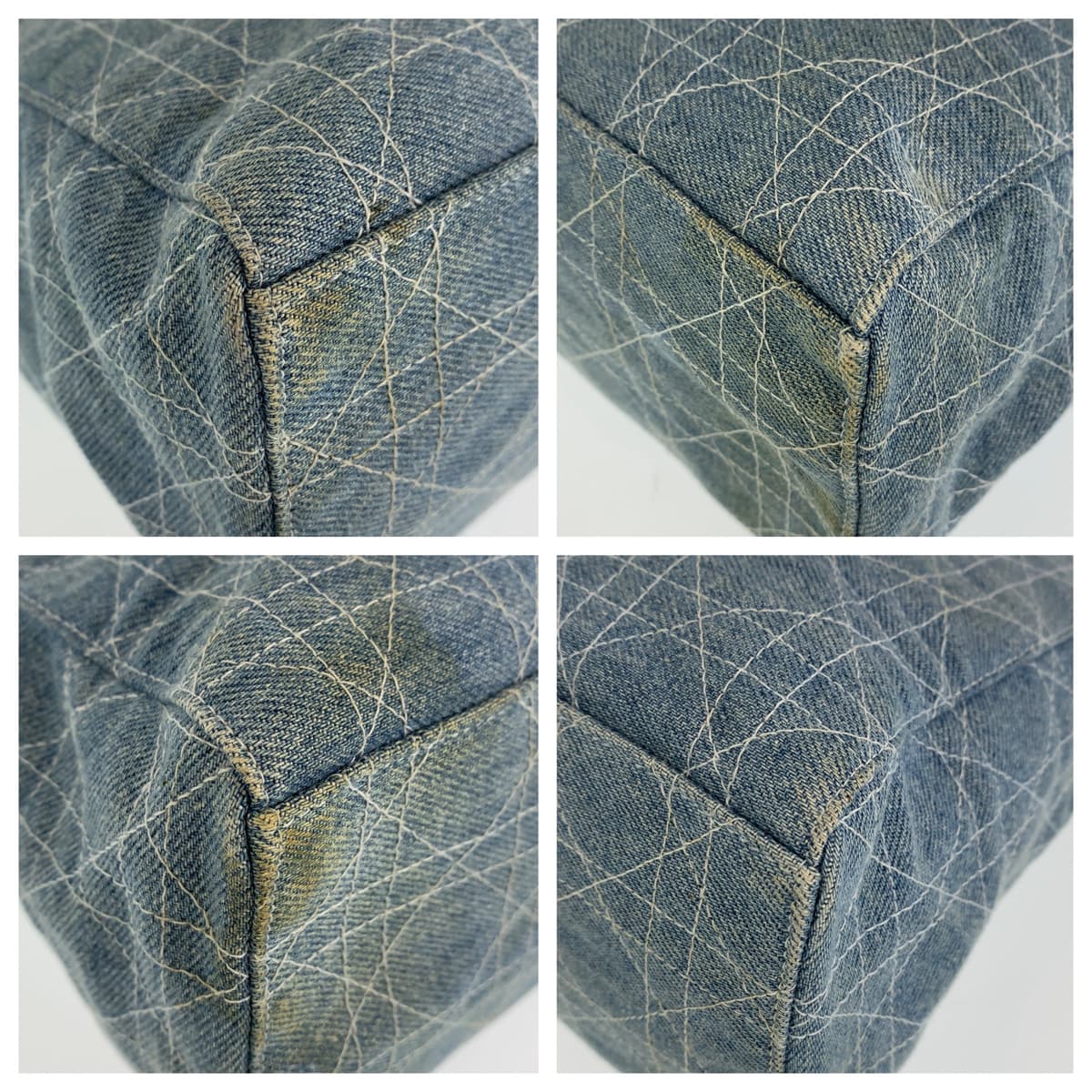 Christian Dior クリスチャンディオール レディディオール カナージュ ブルー 青 インディゴ シルバー金具 デニム ハンドバッグ トートバッグ  レディース