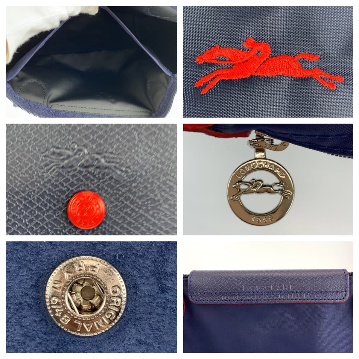 Longchamp ロンシャン ル プリアージュ クラブ ネイビー 紺 レッド 赤 ナイロン トートバッグ ショルダーバッグ  レディース