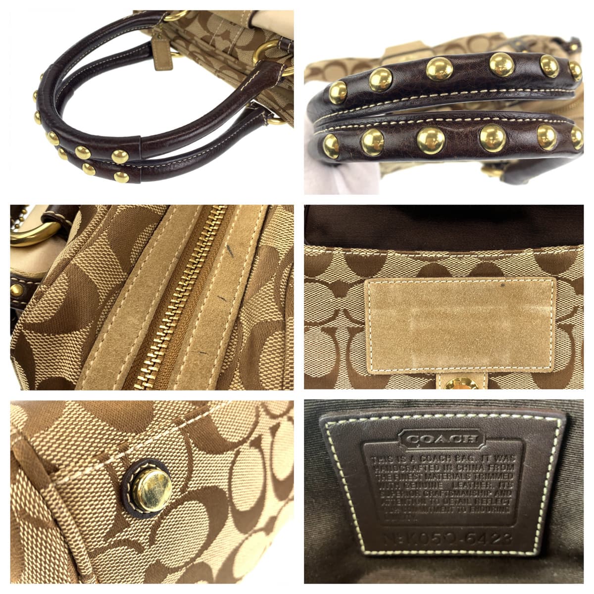 COACH コーチ シグネチャー ベージュ ブラウン 茶 キャンバス 6423 ハンドバック トートバッグ  レディース