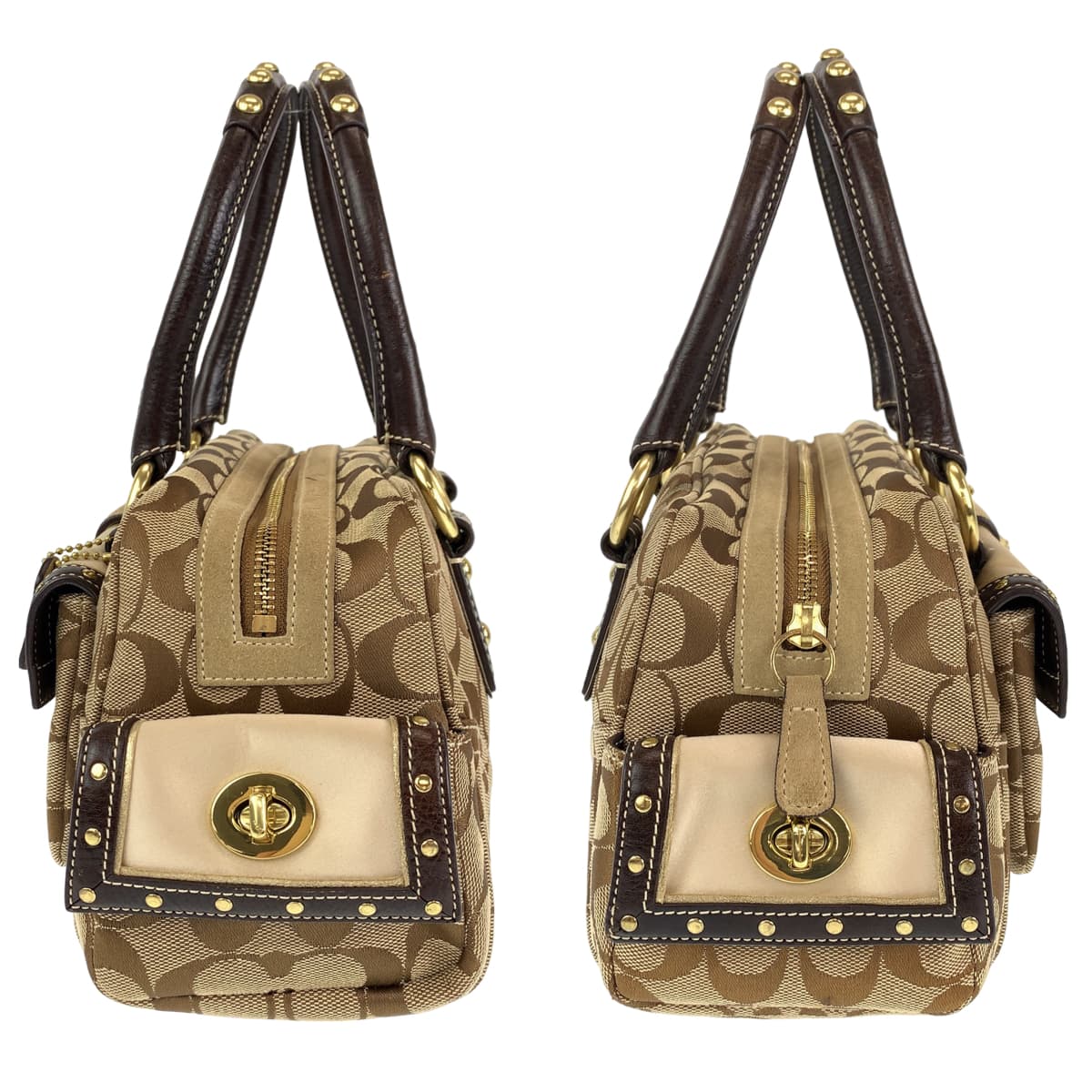 COACH コーチ シグネチャー ベージュ ブラウン 茶 キャンバス 6423 ハンドバック トートバッグ  レディース