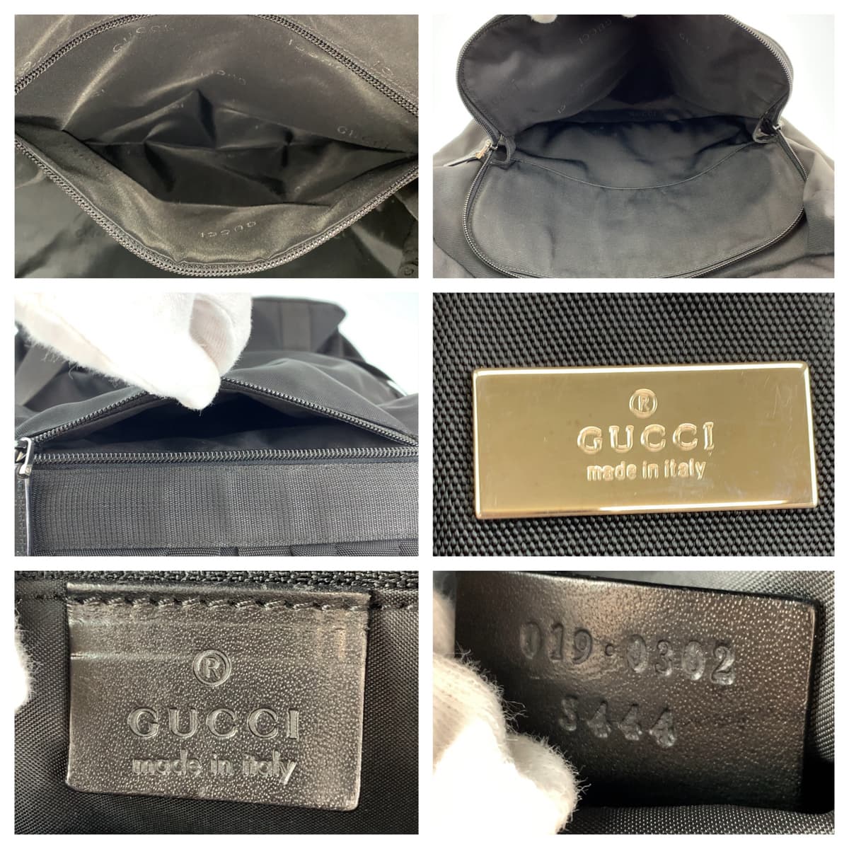 GUCCI グッチ 男女兼用 ブラック 黒 シルバー金具 ナイロン 019 0302 リュック バックパック  メンズ