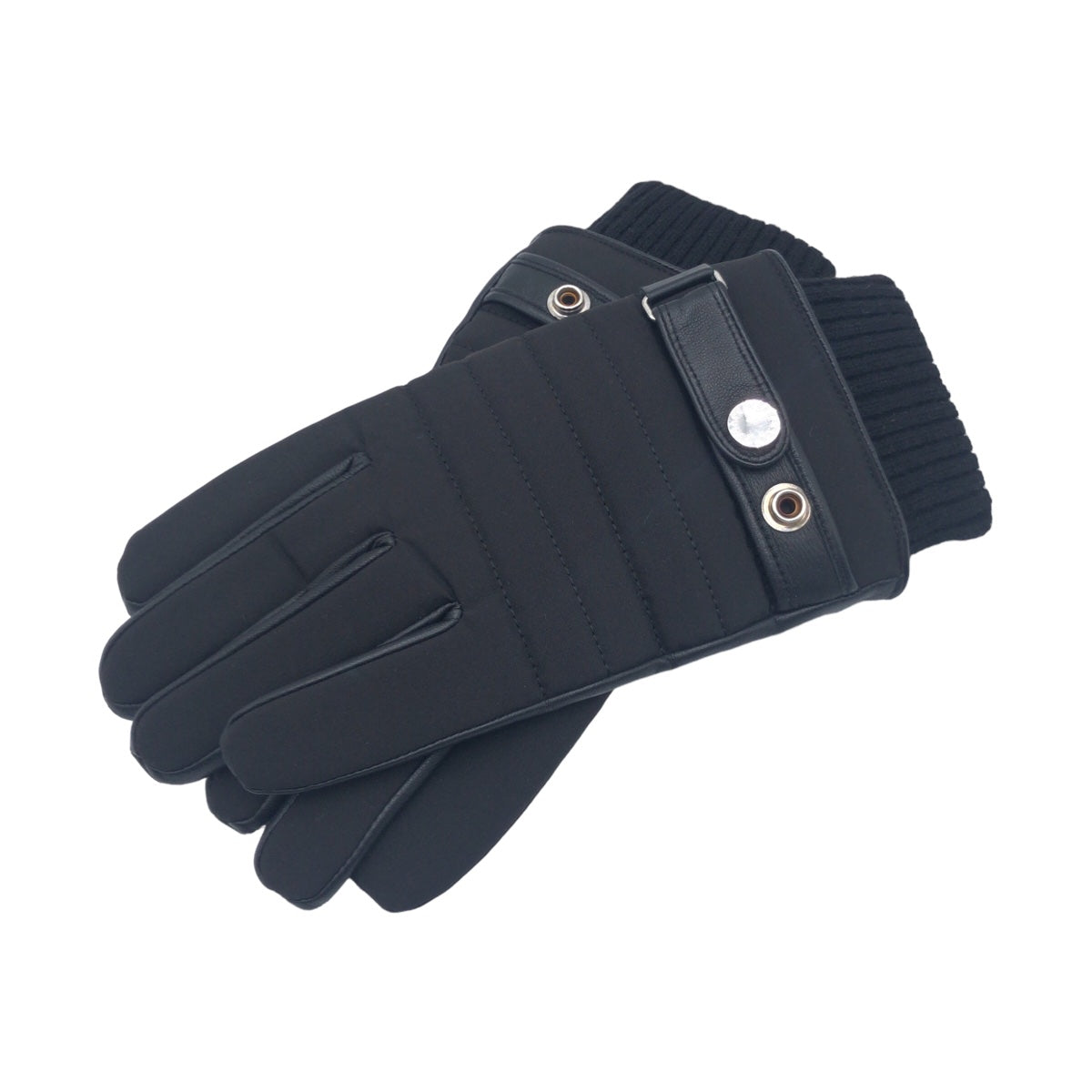 ARMANI アルマーニ エクスチェンジ ブラック 黒 シルバー金具 レザー / ウール 6GZ405 手袋 グローブ  メンズ