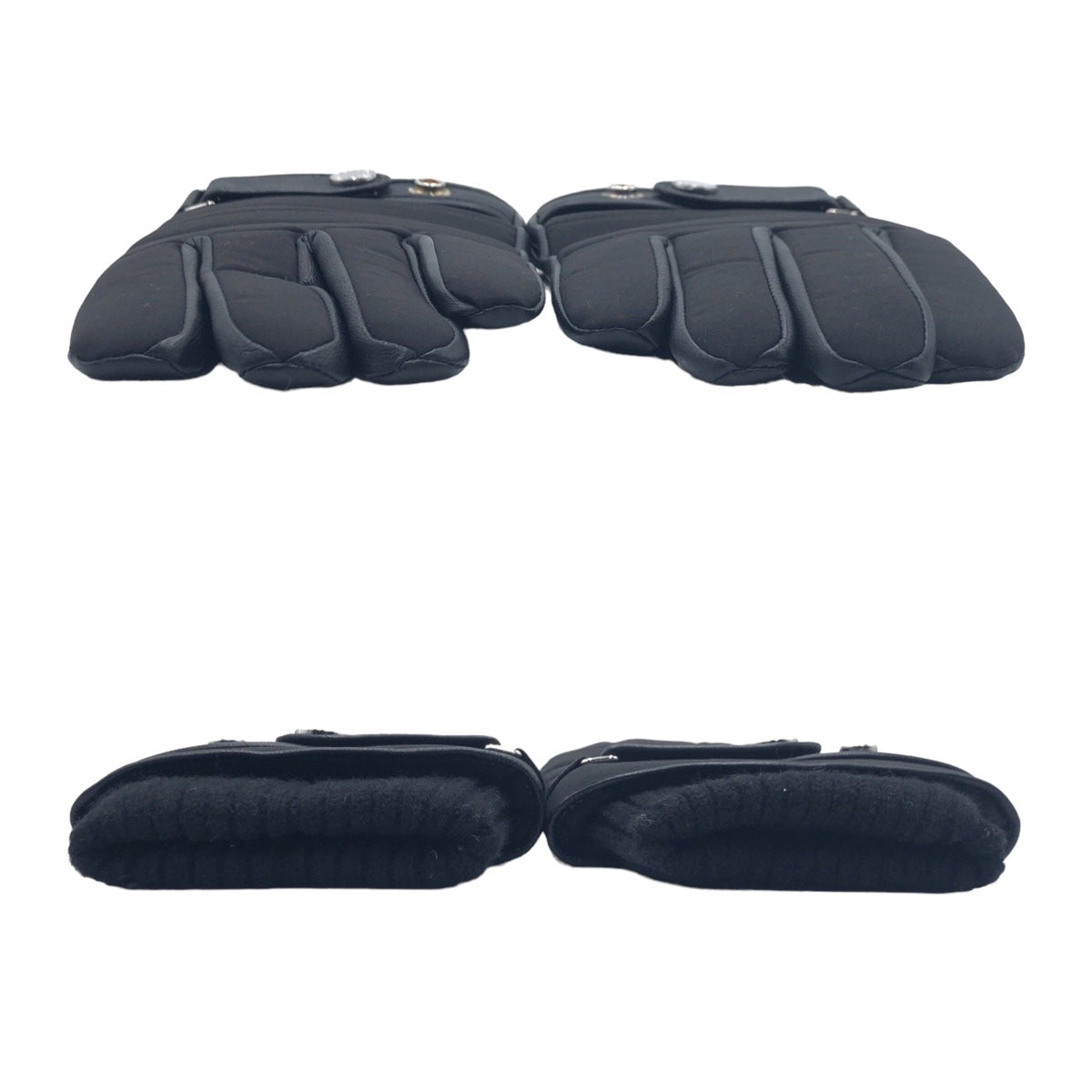 ARMANI アルマーニ エクスチェンジ ブラック 黒 シルバー金具 レザー / ウール 6GZ405 手袋 グローブ  メンズ