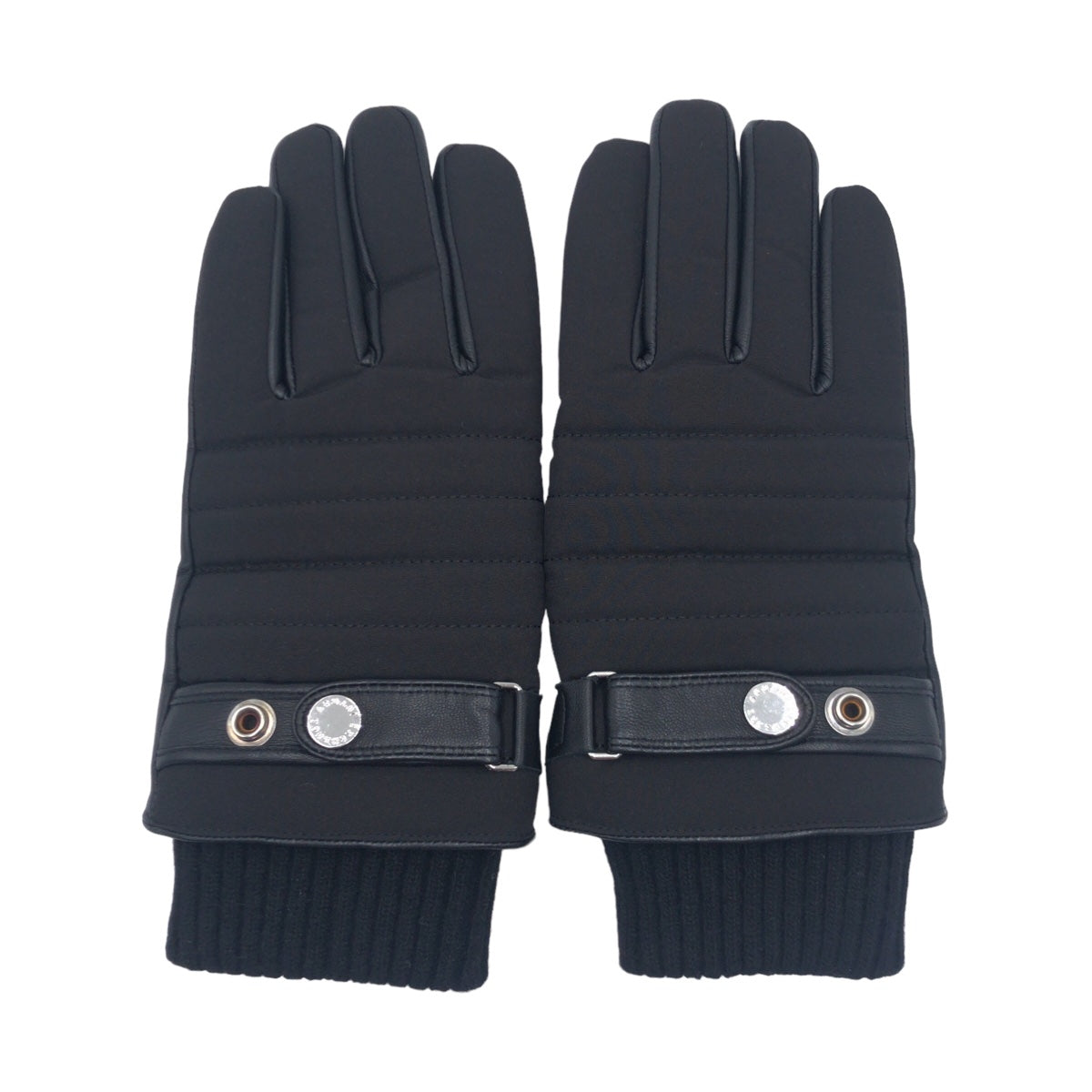 ARMANI アルマーニ エクスチェンジ ブラック 黒 シルバー金具 レザー / ウール 6GZ405 手袋 グローブ  メンズ