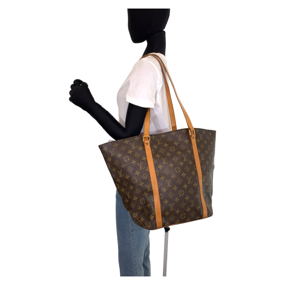 LOUIS VUITTON ルイヴィトン モノグラム サックショッピング ブラウン 茶 ゴールド金具 PVC M51108 トートバッグ ショルダーバッグ  レディース