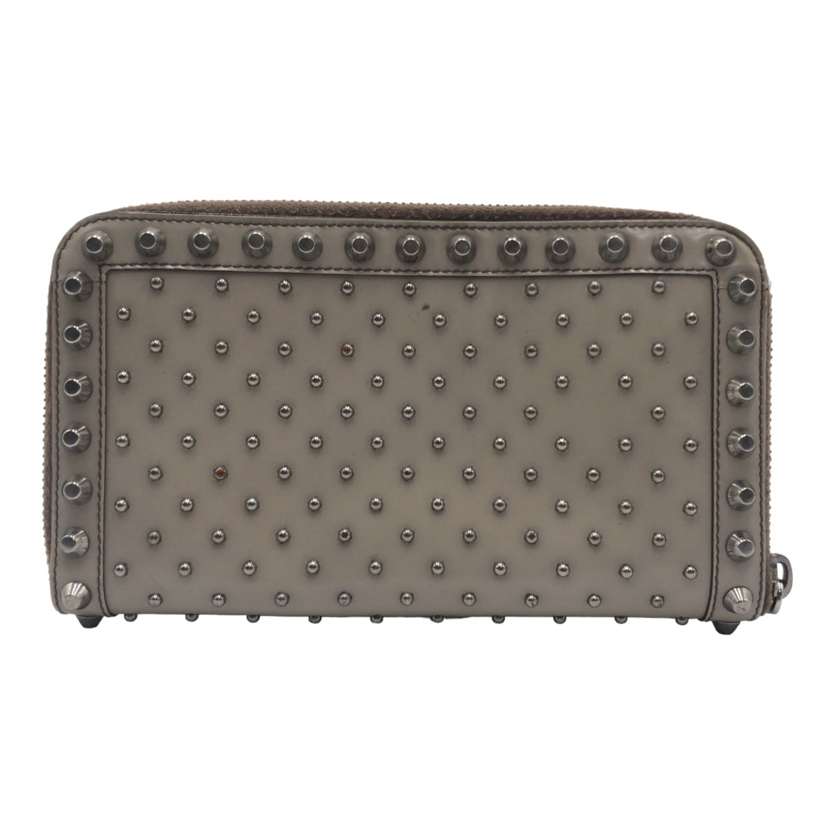 PRADA Prada Studs Grey Silver Hardware Leather 1M0506 Long Wallet for Women