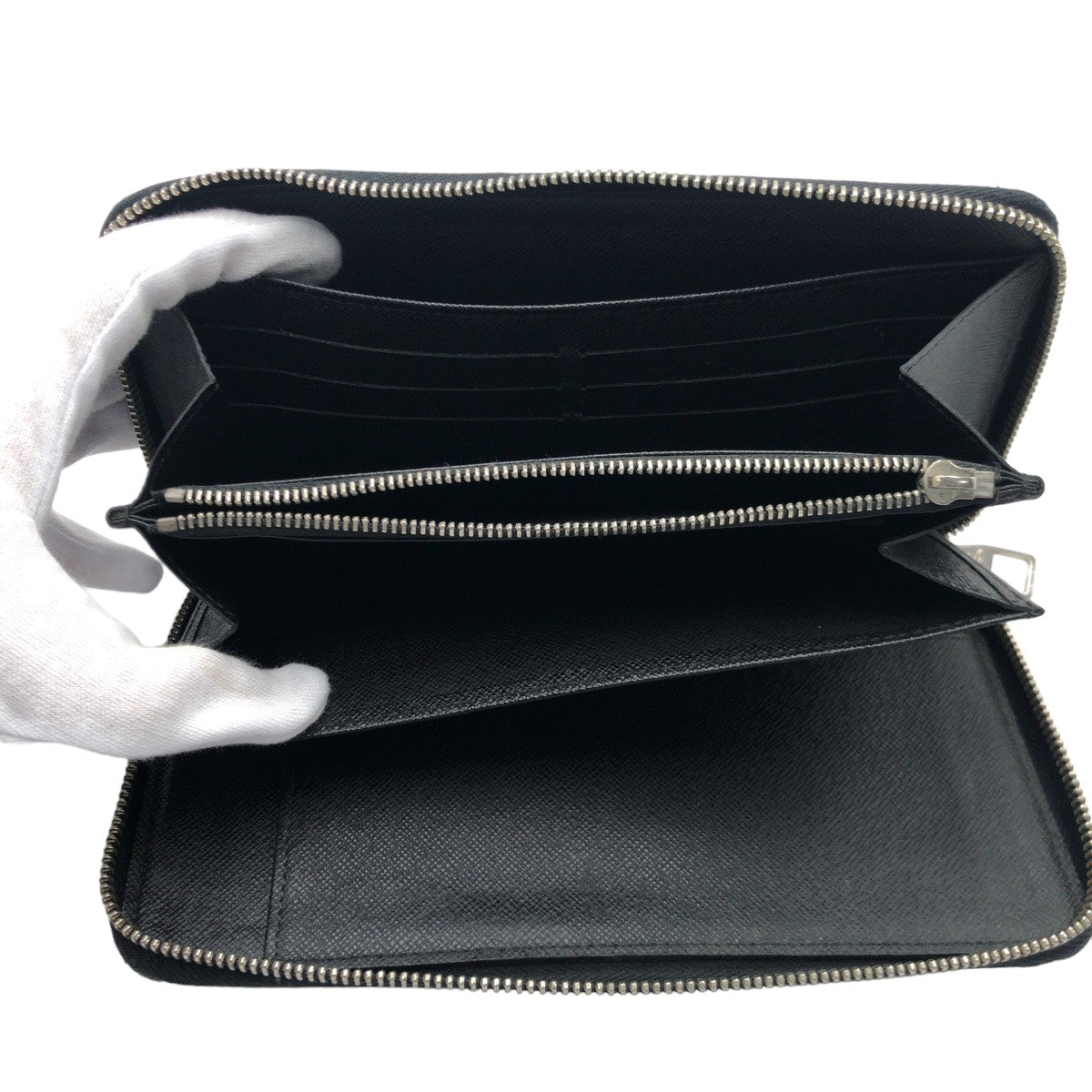 LOUIS VUITTON ルイヴィトン ダミエ グラフィット ジッピー オーガナイザー ブラック グレー シルバー金具 PVC N63077 長財布 ラウンドファスナー  メンズ
