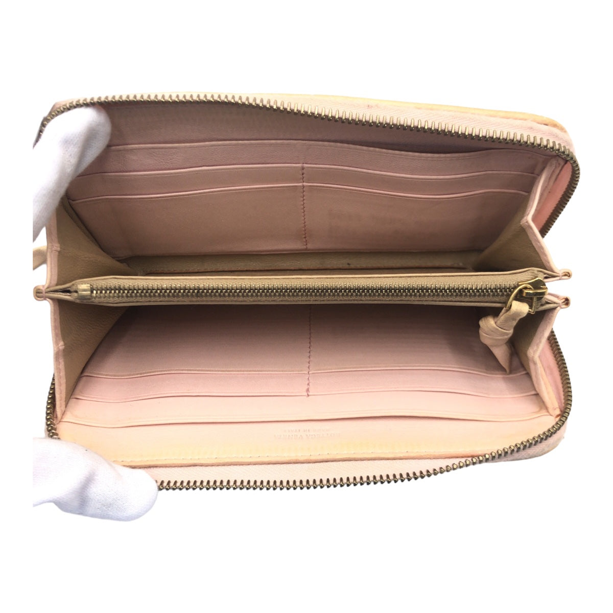 BOTTEGAVENETA ボッテガヴェネタ イントレチャート ベージュ レザー 114076 V0013 6900 長財布 ロングウォレット  レディース