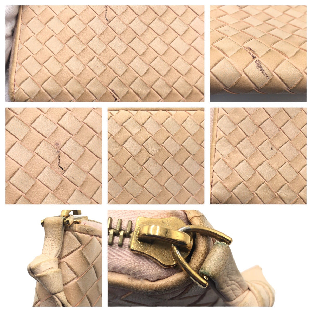 BOTTEGAVENETA ボッテガヴェネタ イントレチャート ベージュ レザー 114076 V0013 6900 長財布 ロングウォレット  レディース
