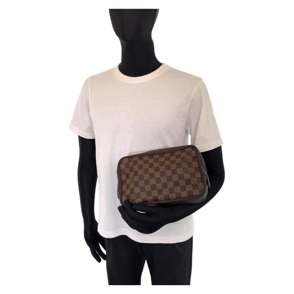 LOUIS VUITTON ルイヴィトン ダミエ トゥルーストワレット ルイヴィトン ゴルフカップ ブラウン 茶 ゴールド金具 PVC N47623 セカンドバッグ クラッチバッグ  レディース