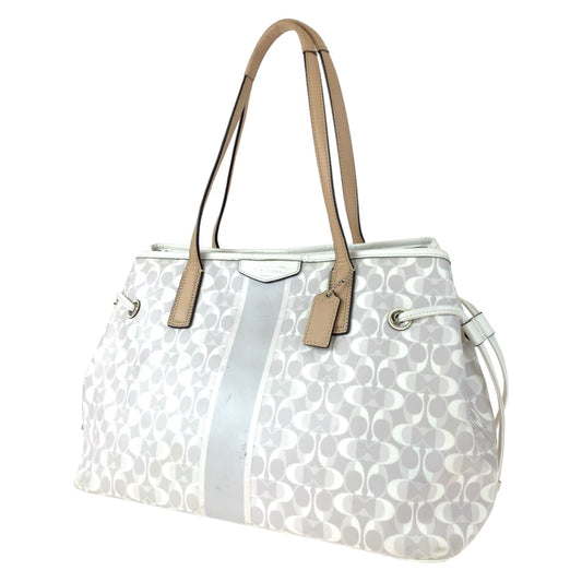 COACH コーチ シグネチャー ホワイト 白 グレー PVC F29183 トートバッグ ハンドバッグ  レディース