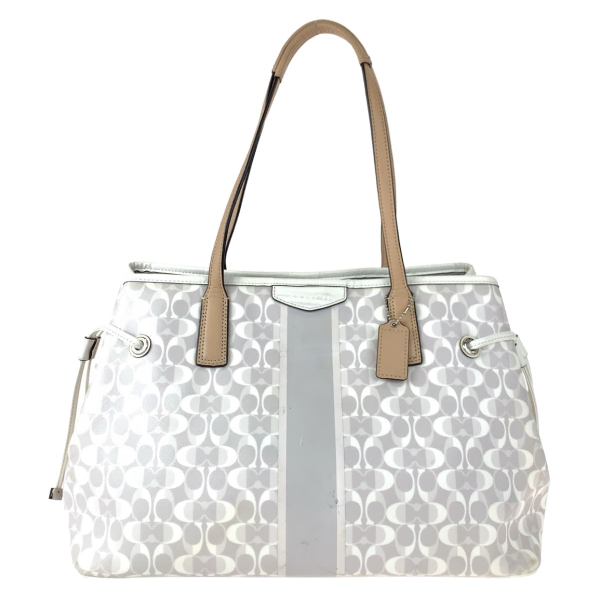 COACH コーチ シグネチャー ホワイト 白 グレー PVC F29183 トートバッグ ハンドバッグ  レディース