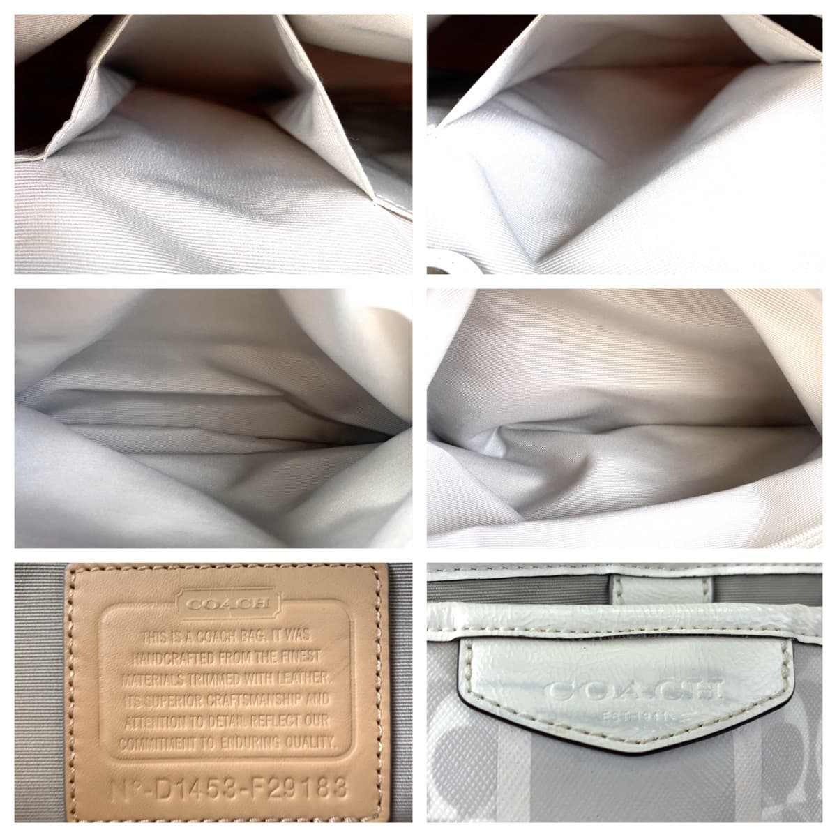 COACH コーチ シグネチャー ホワイト 白 グレー PVC F29183 トートバッグ ハンドバッグ  レディース