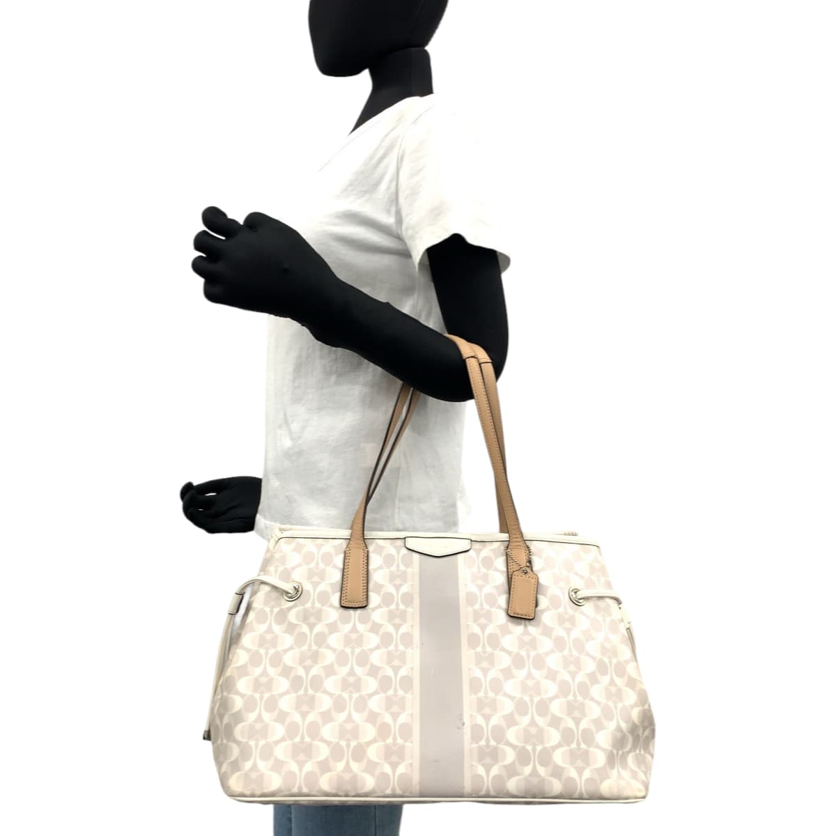 COACH コーチ シグネチャー ホワイト 白 グレー PVC F29183 トートバッグ ハンドバッグ  レディース