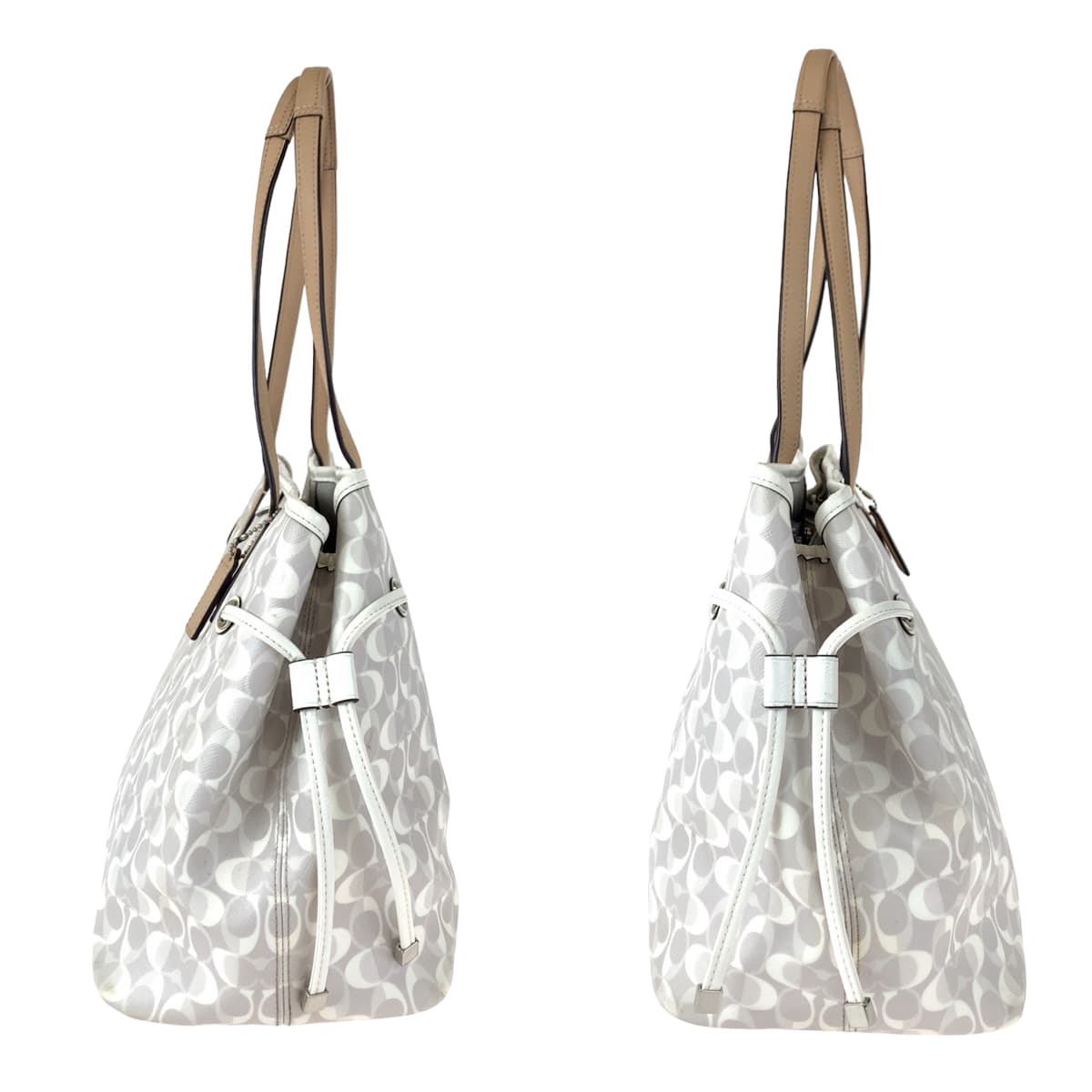 COACH コーチ シグネチャー ホワイト 白 グレー PVC F29183 トートバッグ ハンドバッグ  レディース