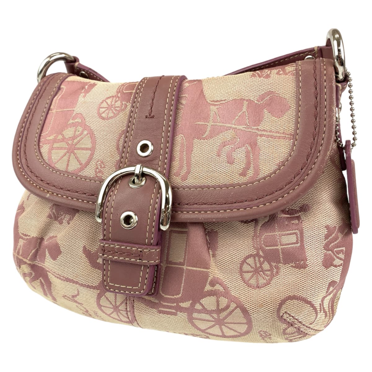 COACH コーチ ホースアンドキャリッジ ピンク キャンバス / レザー F15211 ショルダーバッグ 斜め掛け  レディース