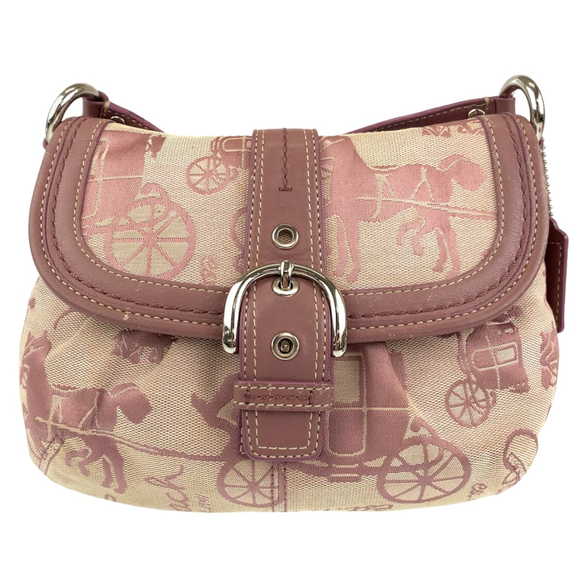 COACH コーチ ホースアンドキャリッジ ピンク キャンバス / レザー F15211 ショルダーバッグ 斜め掛け  レディース