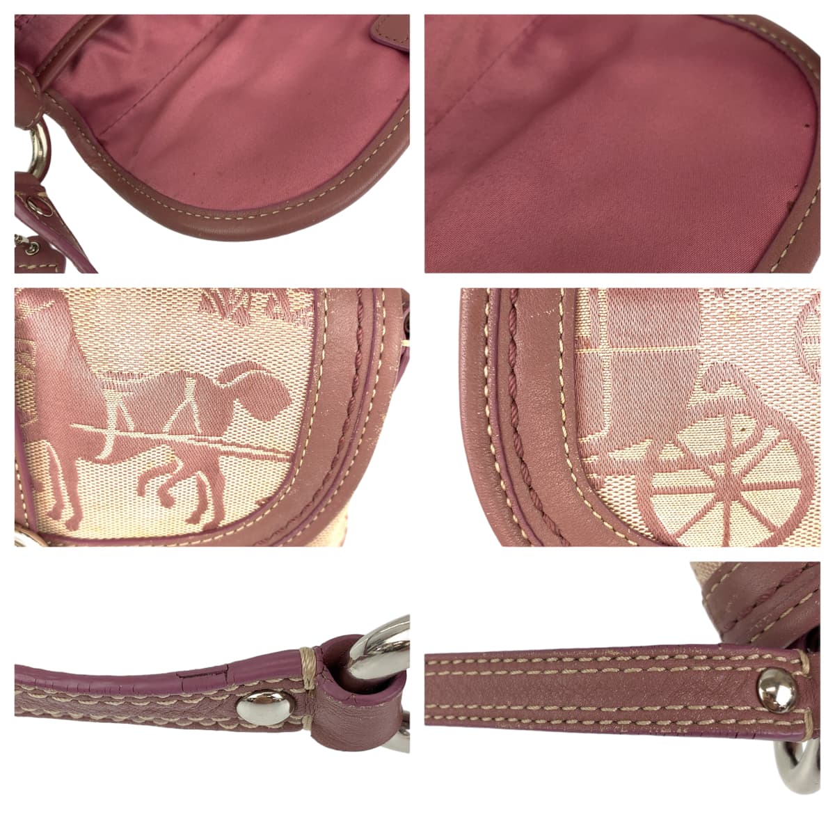 COACH コーチ ホースアンドキャリッジ ピンク キャンバス / レザー F15211 ショルダーバッグ 斜め掛け  レディース