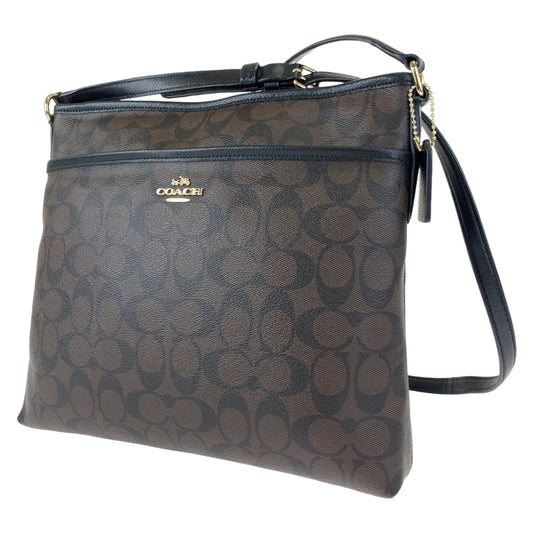 COACH コーチ シグネチャー ブラウン 茶 ブラック 黒 PVC F34938 ショルダーバッグ 斜め掛け  レディース