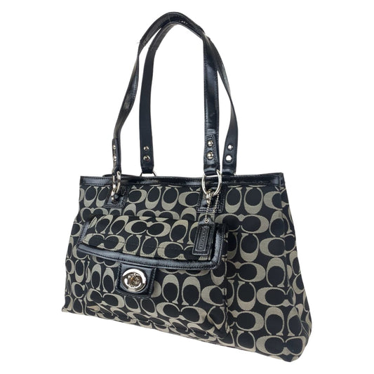 COACH コーチ シグネチャー ブラック 黒 グレー キャンバス / レザー F19043 トートバッグ ハンドバッグ  レディース