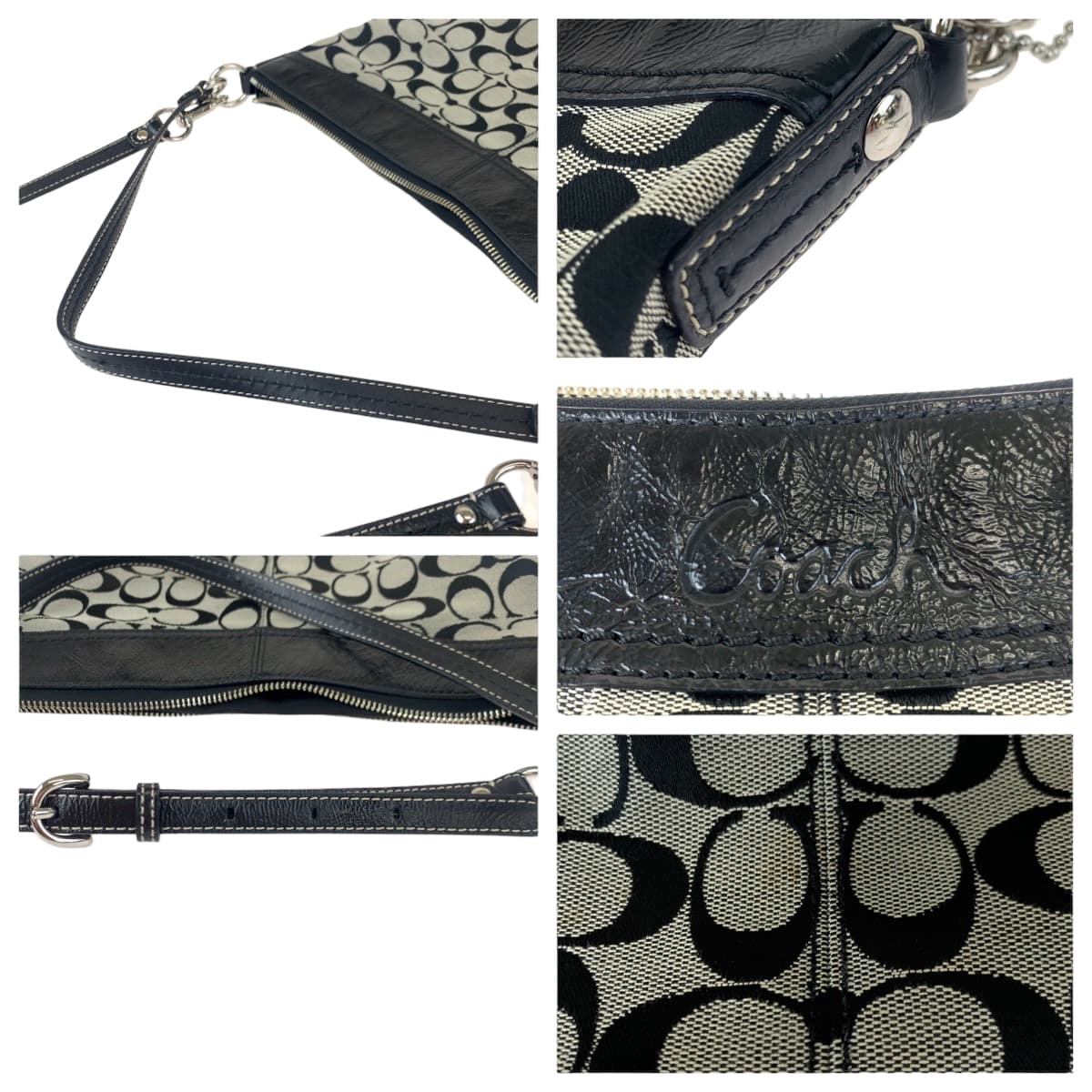 COACH コーチ シグネチャー ブラック 黒 キャンバス / レザー F13744 ショルダーバッグ トートバッグ 2way  レディース